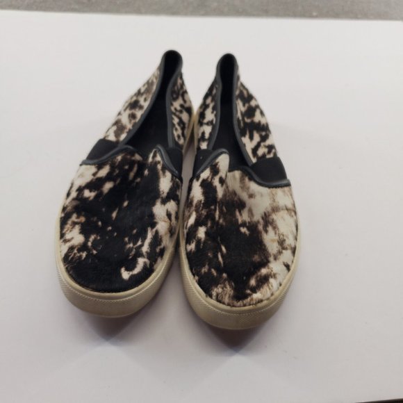 Vince Womens Size 6.5M Sneakers Shoes Calf Pony Hair Animal Print Black Ivory - Picture 2 of 8